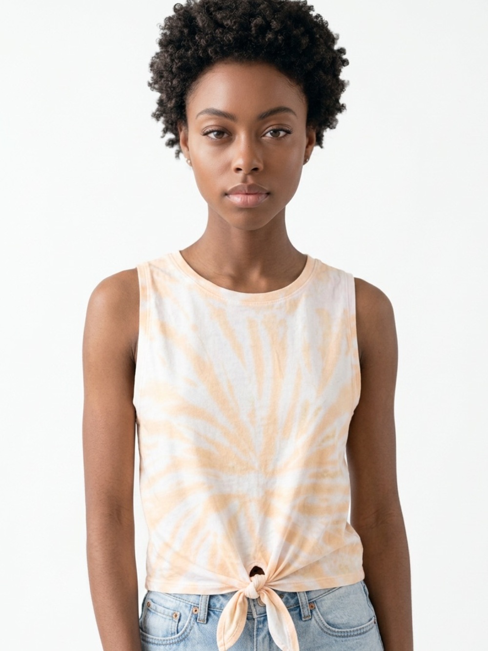 VIBE N’ | Tie Dye Tie Front Tank Top Orange White Pink Blue Women’s Size X-Large